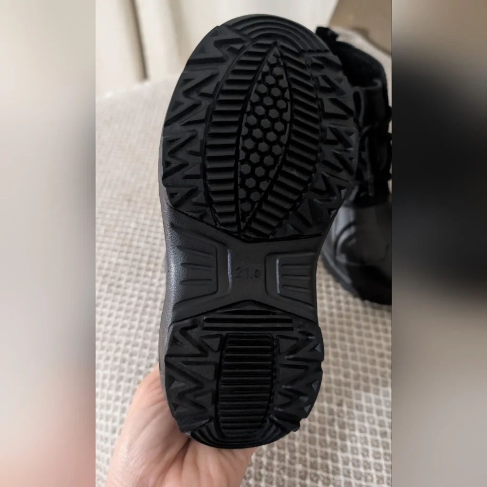 Kids Black Lace-Up Snow Boots